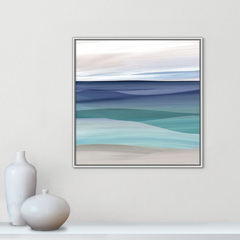«Blue Valley Print» par Carol Robinson, H 31,5 po x l 31,5 po x P 2 po, Blanc