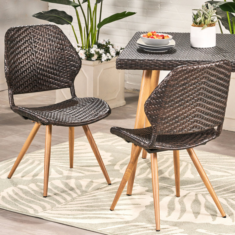 2 chaises de salle à manger - structure en fer et look multi pour l'extérieur de 2 élégants avec des pieds esthétiques