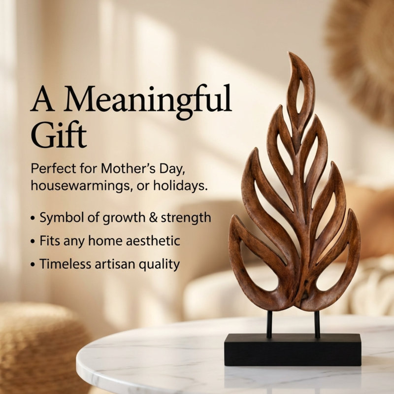 Madilyn Handmade Wooden Leaf Sculpture for Living Room & Hallway – Christmas Home Decor