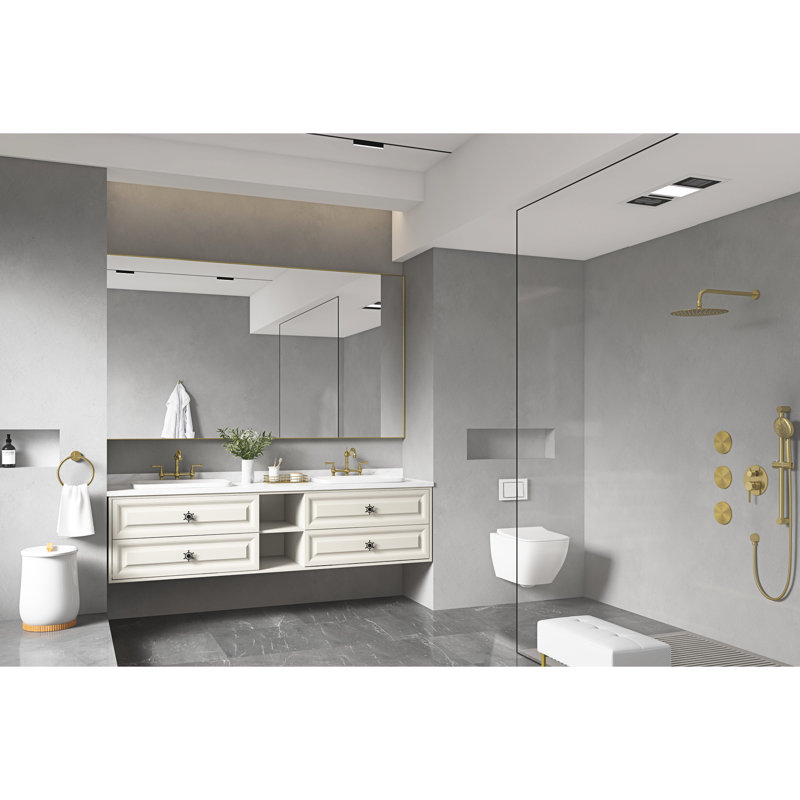 84 po Miroir de salle de bain X 48 avec cadre en aluminium rouille - teinte dorée brossée pour salle de bain, Doré