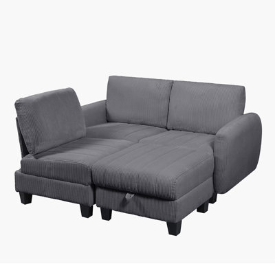 94.5” Modular Corduroy Sectional Sofa with ottoman