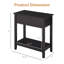 Table d'appoint étroite avec plateau rabattable, placard de rangement et tablette inférieure, table d'appoint mince pour salon, finition café foncé