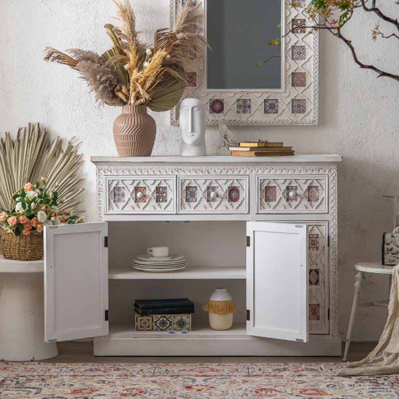 Vintage Printed Entryway Storage Cabinet