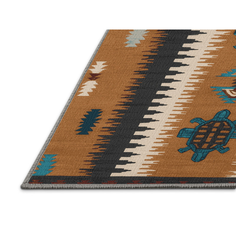 Tapis lavable de style tortue du sud-ouest, Rectangulaire 3 pi x 5 pi