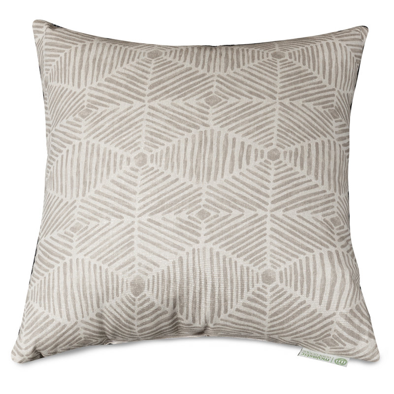 Charlie Geometric Cotton Reversible Throw Pillow, 24" x 24", Beige, Square