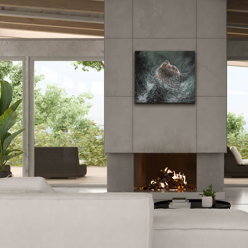 «Winston Porter 'Bear Splash2 par David Stribble, art mural sur toile» par David Stribble, H 26 po x l 30 po x P 1,5 po