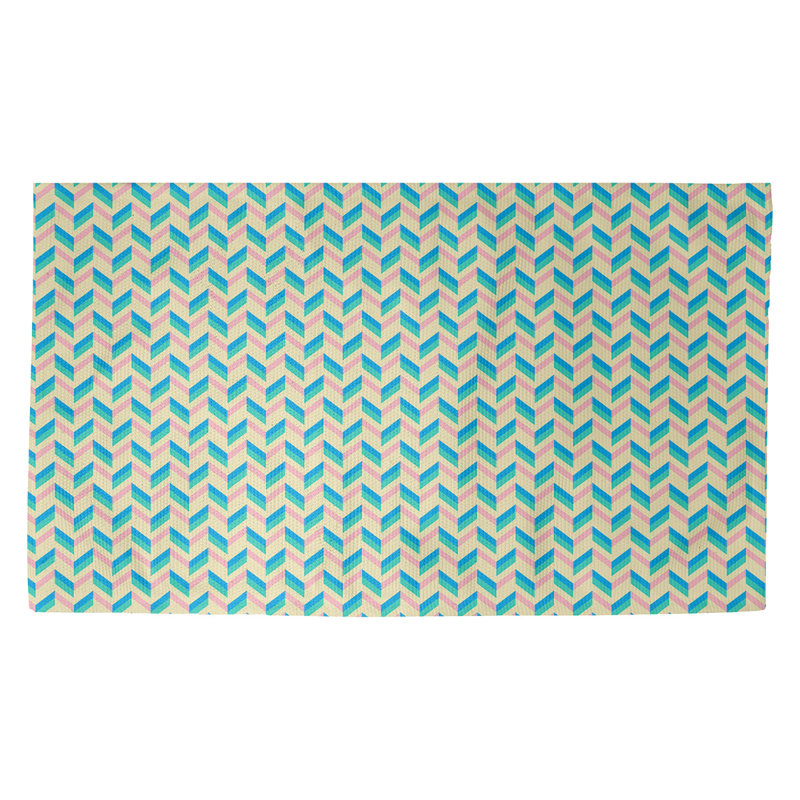 Tapis de porte à chevrons Avicia, Rectangle 5 pi 2 1/2 po x 7 pi 2 po, Bleu / rose