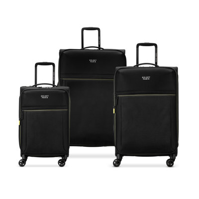 Delsey Brochant 3.0 3-Piece Lightweight Expandable Luggage Set, Carry-On Luggage and Medium and Large Suitcases in Deep Black