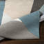 Tapis bleu sarcelle / beige en laine touffeté à la main Jahiem-349010923