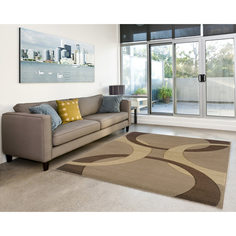 Abstract Beige/Brown Area Rug