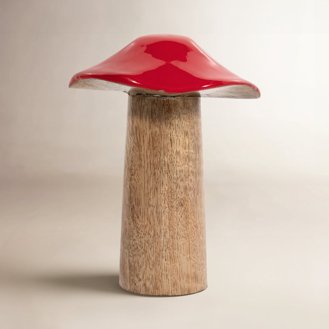 Wood Red Toadstool Mushroom Wood Figurines, Adds a Touch of Nature's Elegance to Home Decor Birch Lane™ 