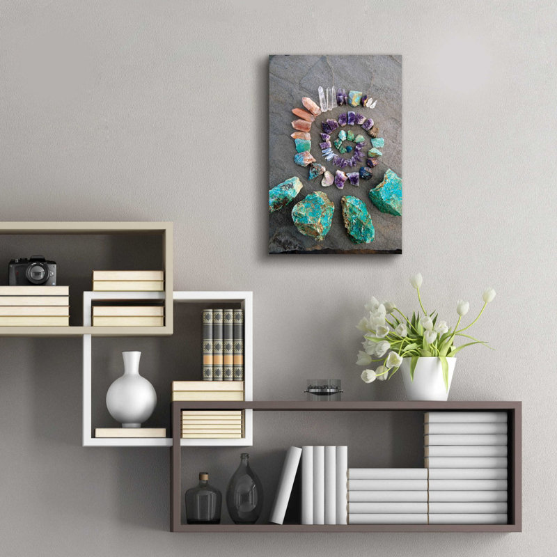 «Reiki Energy Crystal Spiral» par Elena Ray, art mural en verre acrylique, L 16 po x H 24 po
