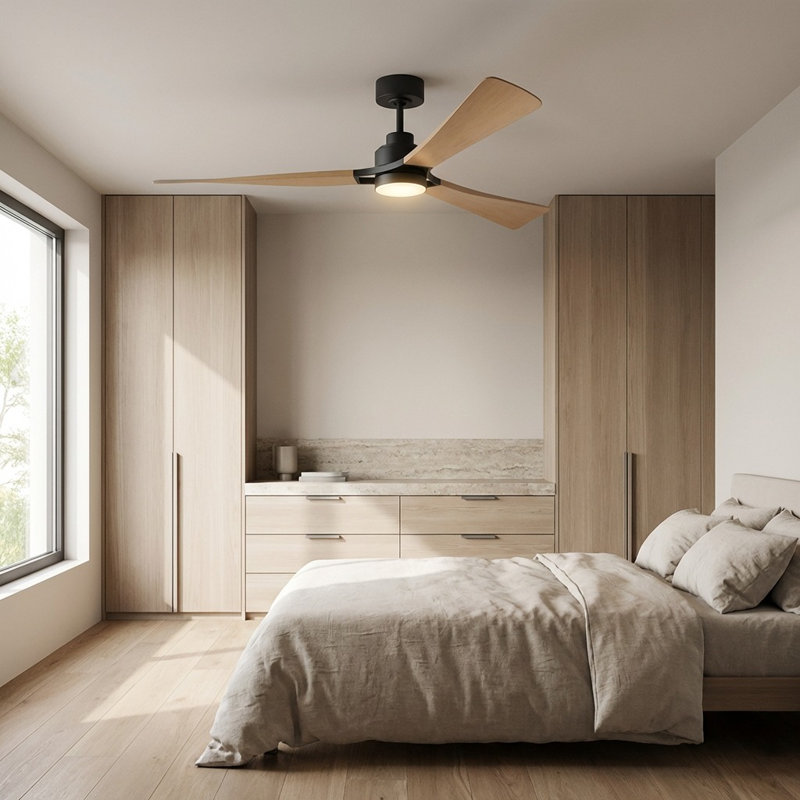 Ventilateur de plafond à DEL Trillium Smart 60, Miel naturel, Nuit noire