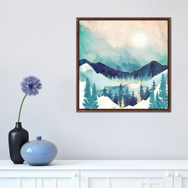 Sky Reflection - Print on Canvas, Brown Framed, 45.72 cm H x 45.72 cm W