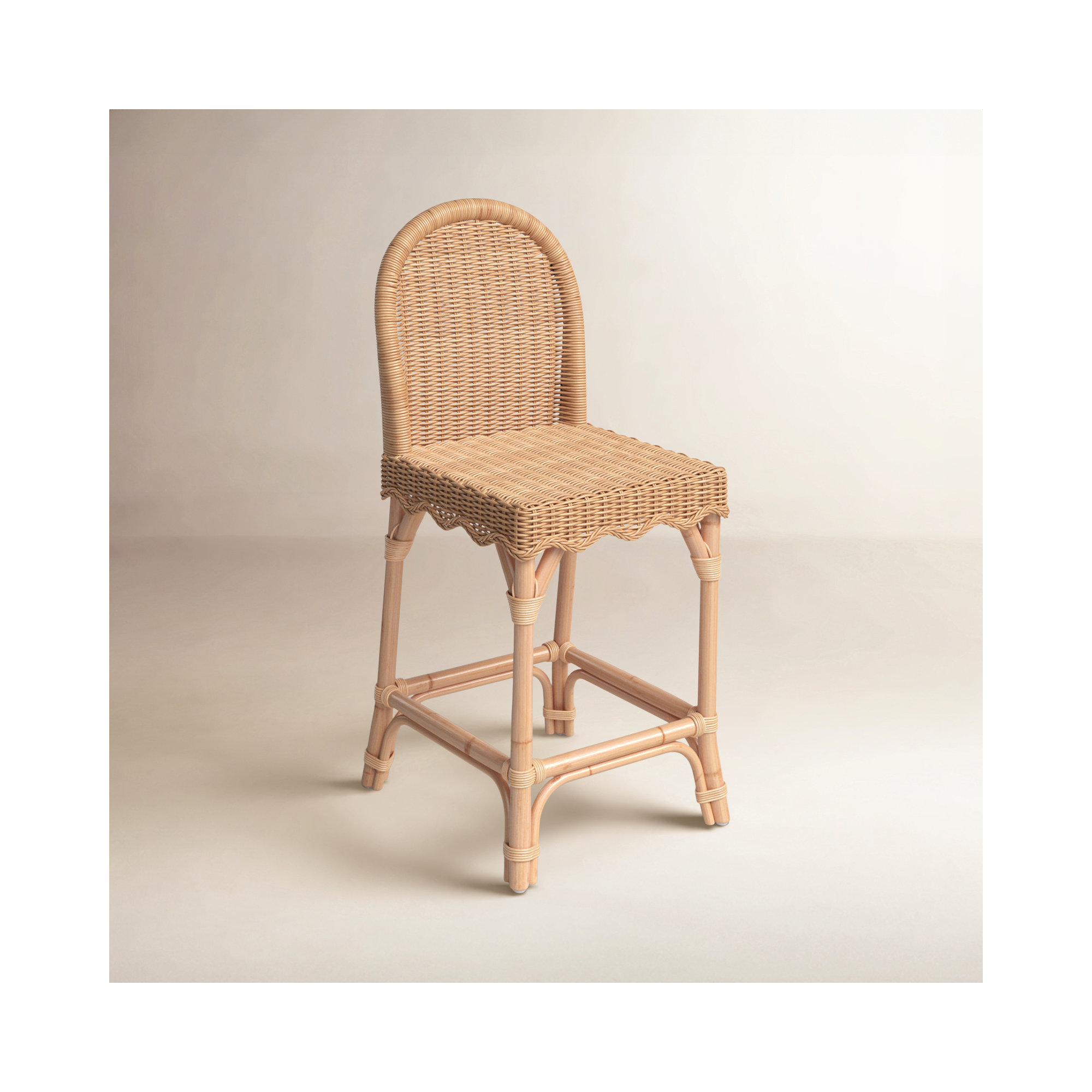 Lacie Rattan Scalloped Bar Stool, Counter Stool (24" Seat Height)