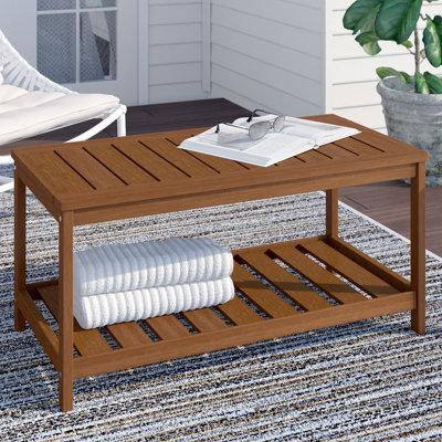 Arianna Rectangular Solid Wood Outdoor Coffee Table - 89.9 cm W 45.2 cm D