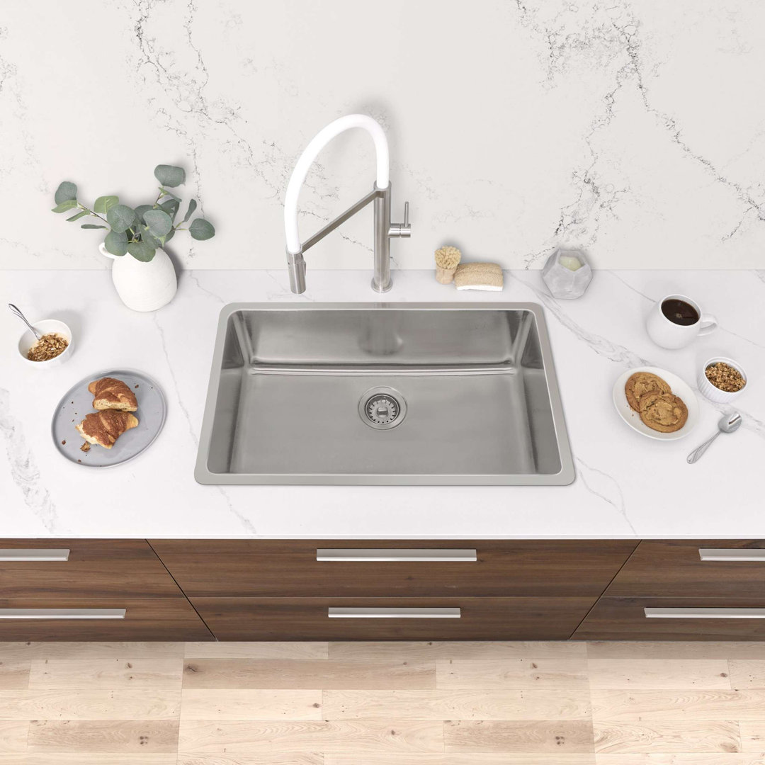 Builder Stylish Olite Dual-Mount 27" Stainless Steel Single Bowl Kitchen Sink STYLISH