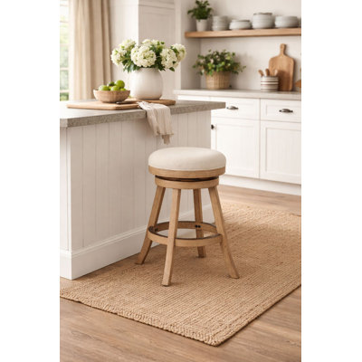 Shivko Swivel Upholstered Counter Stool with Solid Wood Frame
