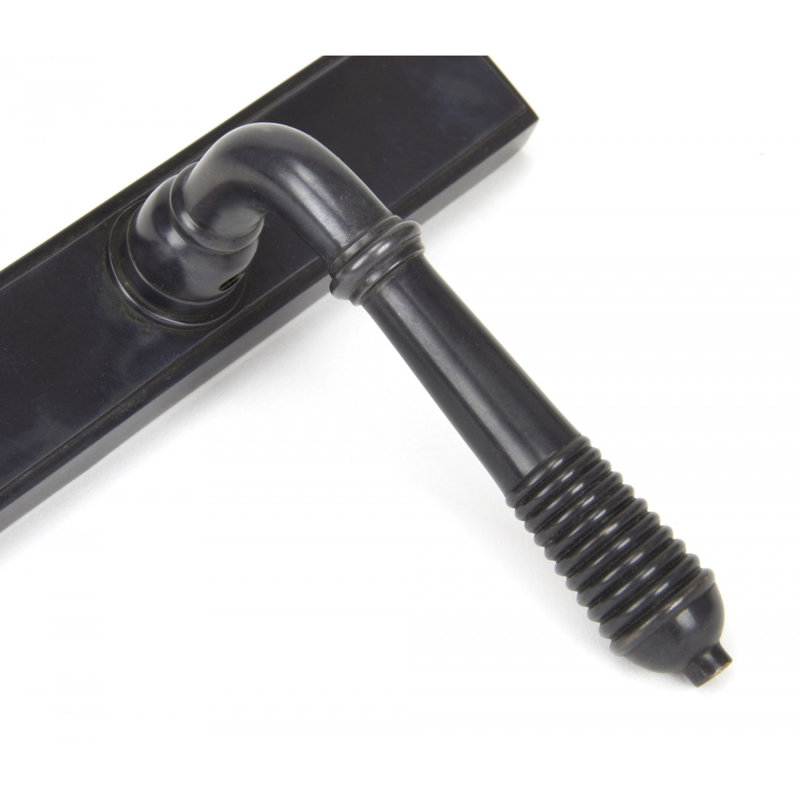 Reeded Lock Door Handle Kit, Aged Bronze