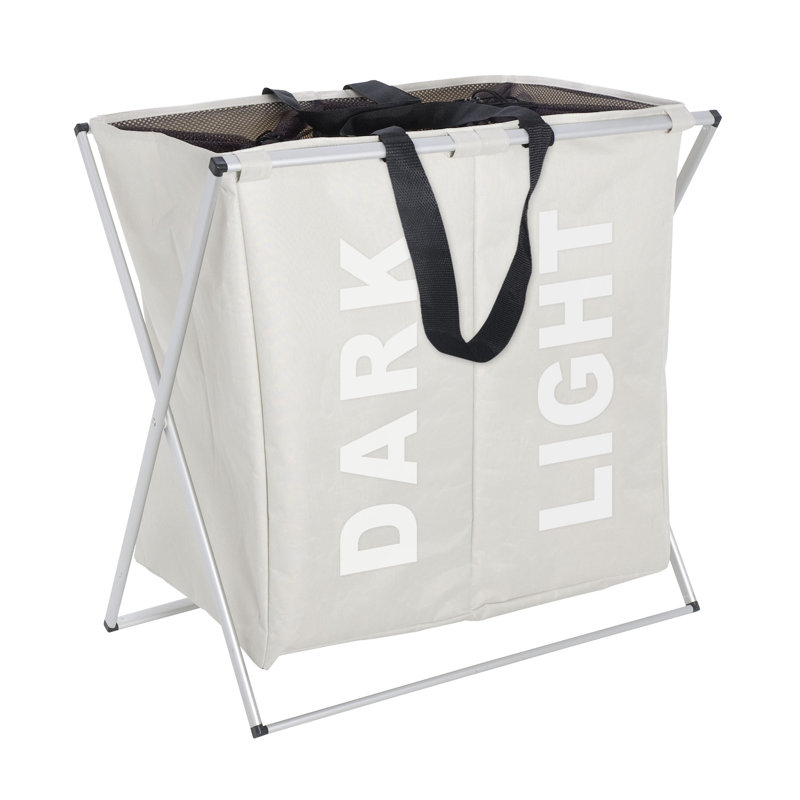 Metal Laundry Hamper with Handles, Beige