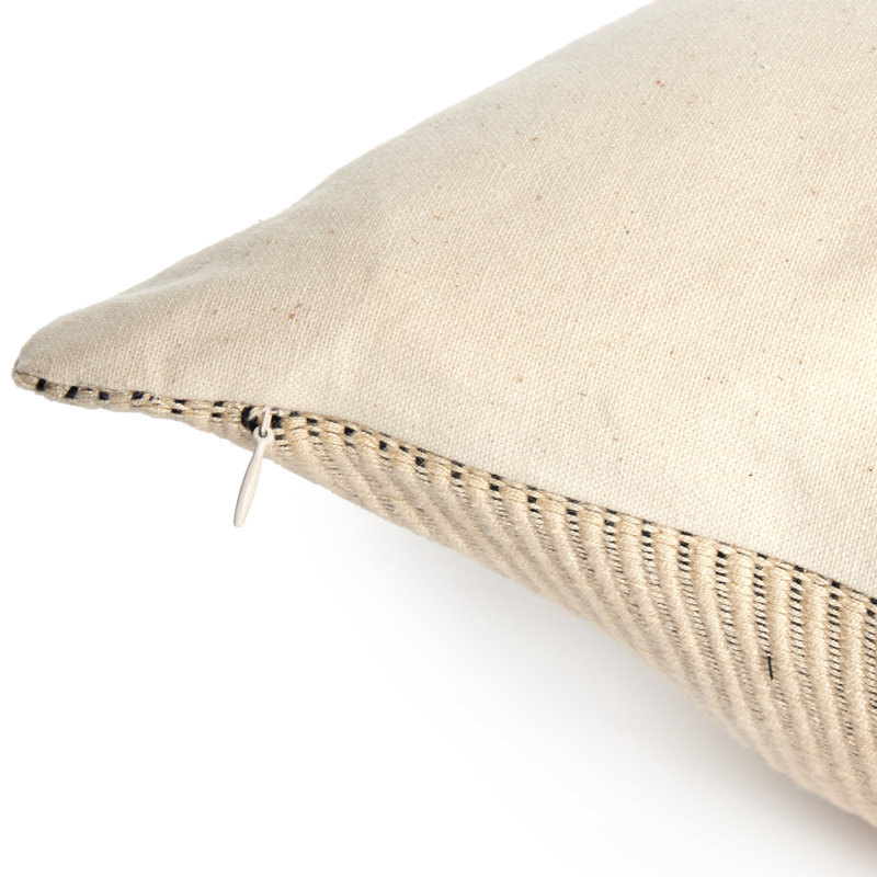 Handwoven Beige and Brown Cotton Square Pillow