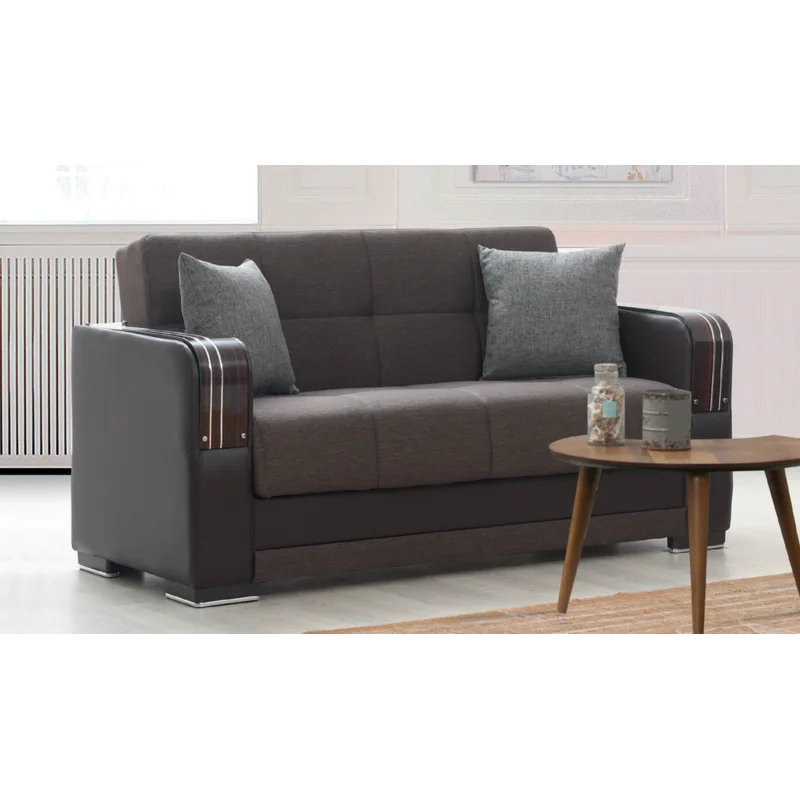Causeuse-lit convertible en cuir Dykman