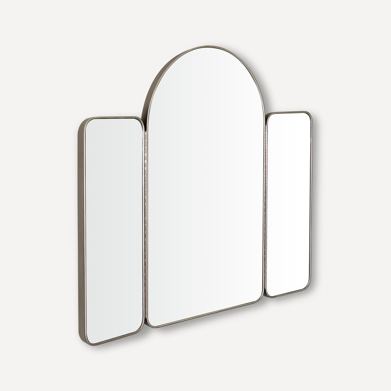 Triptych Metal Mirror, Brushed Pewter