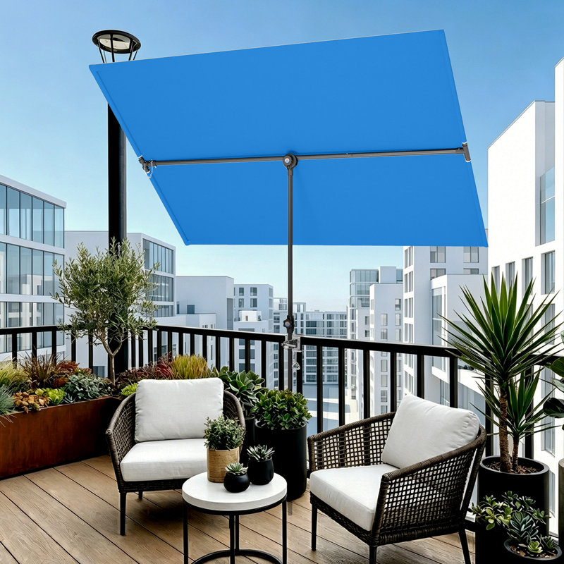 180cm X 130cm Rectangular Balcony Parasol, Blue