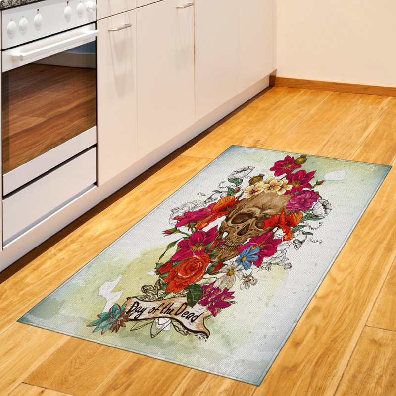 Skull High Density Long Fiber Poly Threads Decorative Area Rug Carpet, Rectangle 2'7" x 5'