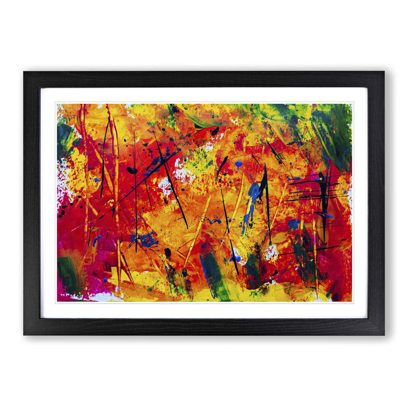 Abstract Art Painting Vol.466 by S.Johnson - Picture Frame Painting Print, Black Framed, 27cm H x 36cm W x 2cm D