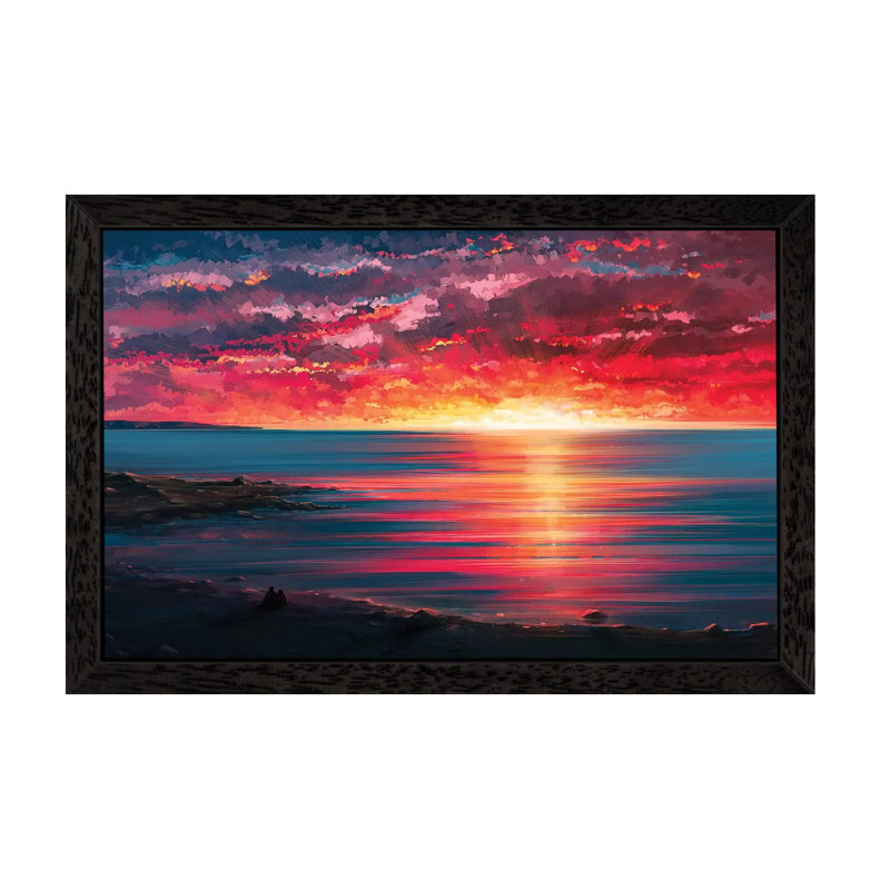 'Seaside' by Alena Aenami - Floater Frame Graphic Art Print on Canvas, Black Framed