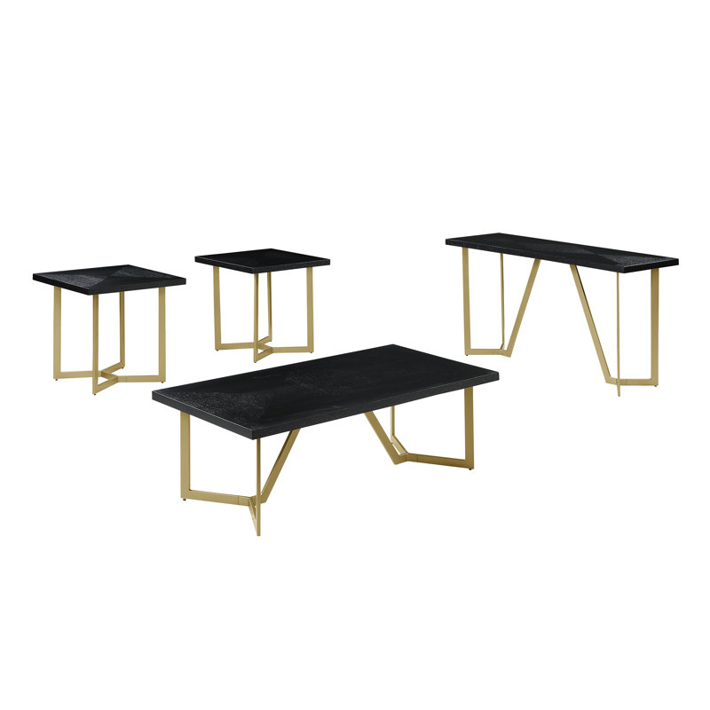 4 - Piece Living Room Table Set, Black
