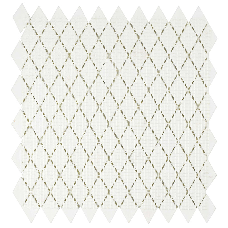 Expressions Beveled Diamond White 11-5/8" x 12" Glass Mosaic Tile