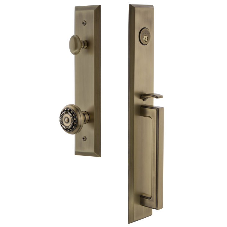 Fifth Avenue One-Piece Complete Inactive Dummy Handleset with D Grip and Parthenon Knob