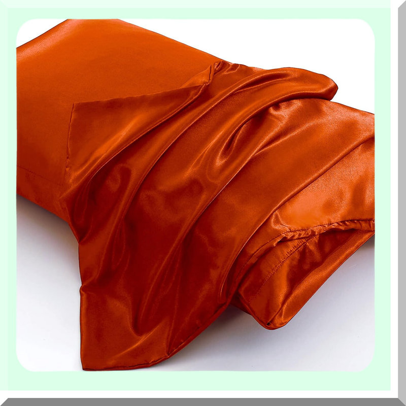 Cooling Silky Soft Burnt Orange Body Pillow Cover Set , Envelope Closure, Adults Pillow Case - Pack of 2