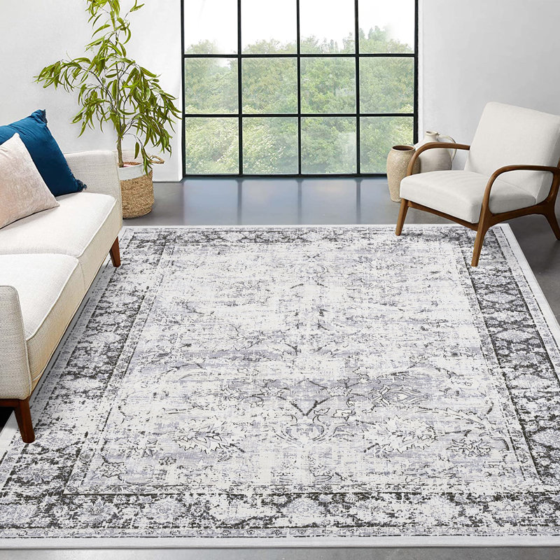 Machine Washable Rug Oriental Non-Slip Area Rug for Living Room Low-Pile Rug Indoor Floor Cover for Bedroom Dining Room Hallway Kitchen Office