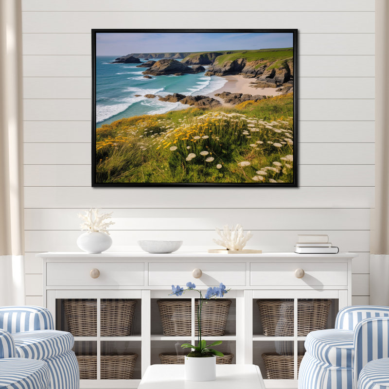 «Coastal Horizons I» sur toile, Cadre flottant noir, 12" H x 20" W