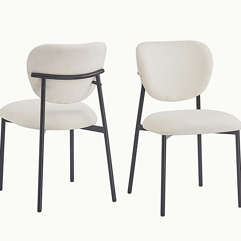 Chaises de salle à manger rembourrées avec pieds en métal, beige