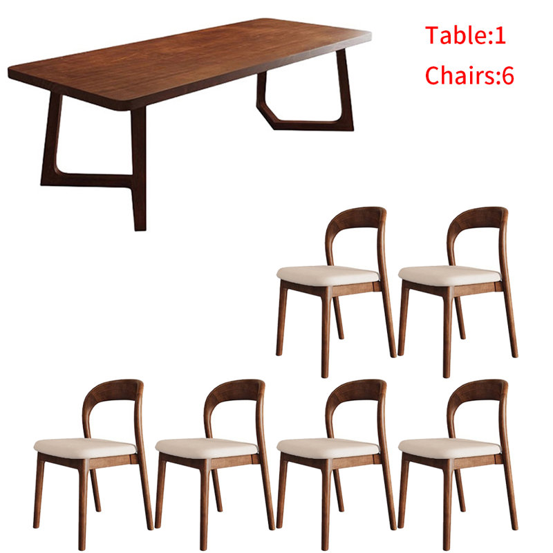 Nordic style all-solid wood rectangular dining table set