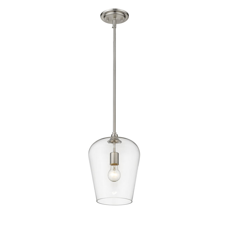 Luminaire suspendu en verre Dahlya, Nickel brossé, H 12,25 po x l 9 po x P 9 po