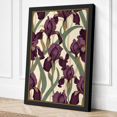 Iris Garden Pattern Botanical - Wrapped Canvas