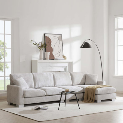 Ensemble de canapé modulaire surdimensionné 119 * 55 ", ensemble de canapé en forme de L luxueux avec 2 coussins gratuits, mobilier d'intérieur en chenille 5 places avec méridienne pour salon, appartement, bureau, 2 couleurs