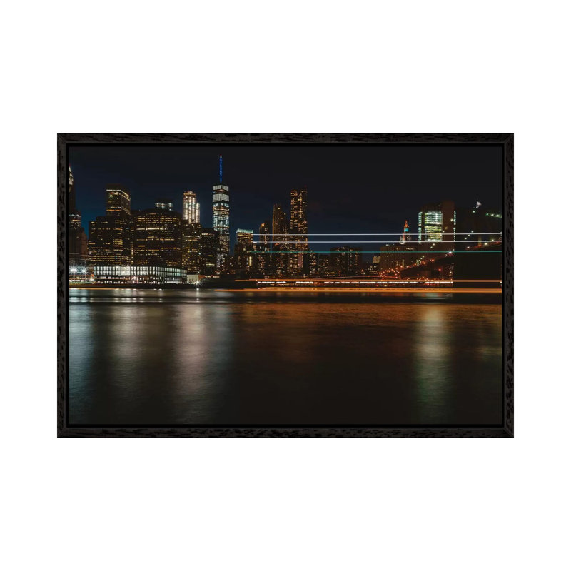 New York Lights III by Bethany Young - Print on Canvas, 45.72cm H x 66.04cm W x 3.81cm D, Black Framed