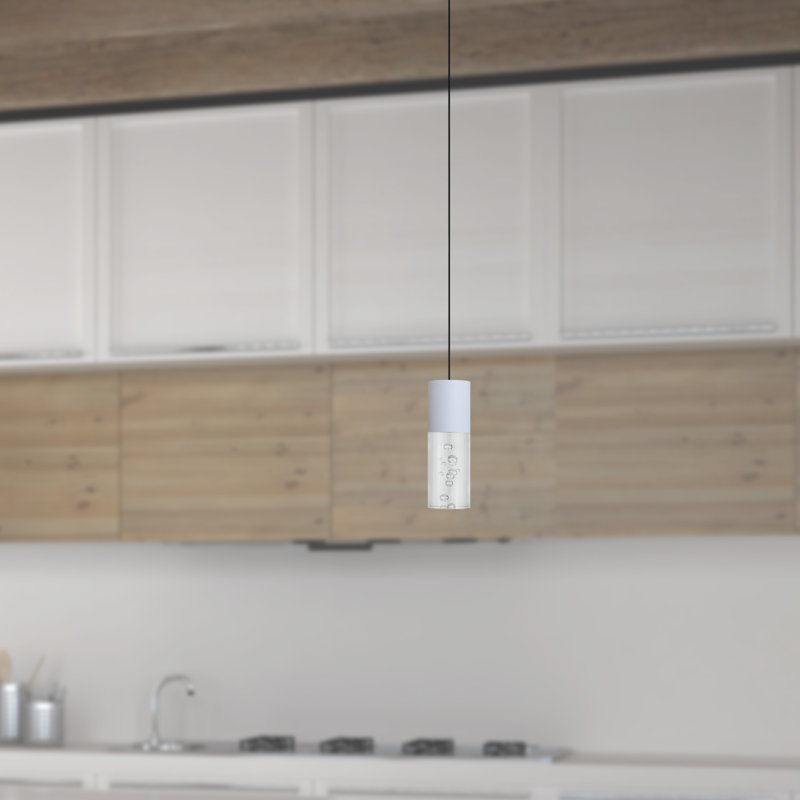 Luminaire suspendu cylindrique à 1 lumière DEL avec accents de cristal Andromedae, Blanc