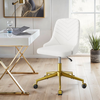 Norrin Modern Rolling Desk Chair Velvet Fabric Home Office Chair Swivel High Adjustable