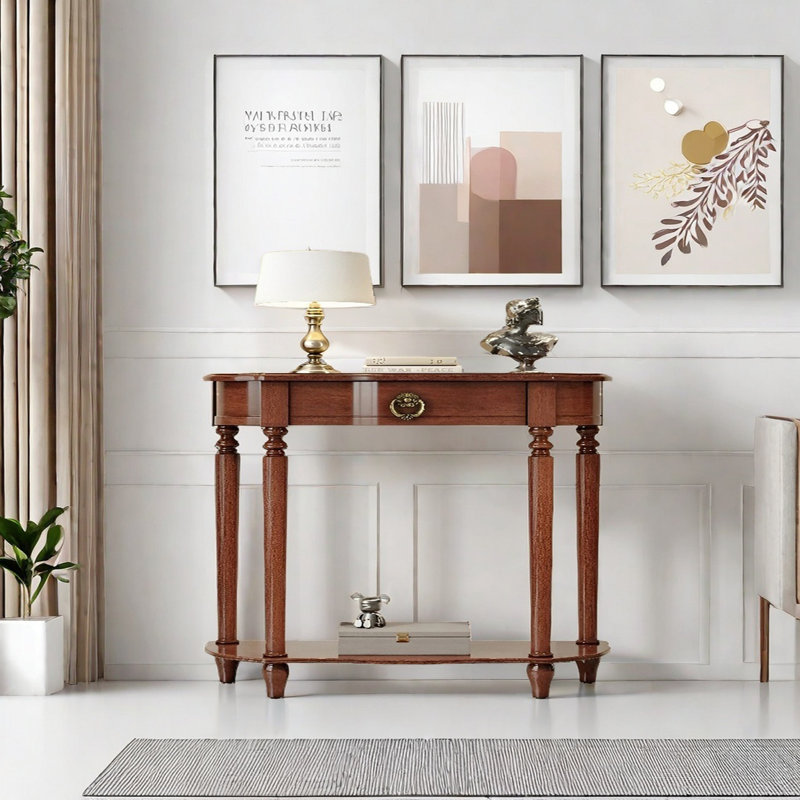 Multi Functional Solid Wood Console Table, 35.43" H x 43.31" W x 11.81" D, Tan