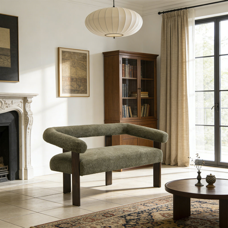 Causeuse ronde avec accoudoirs (vert et brun), Vert