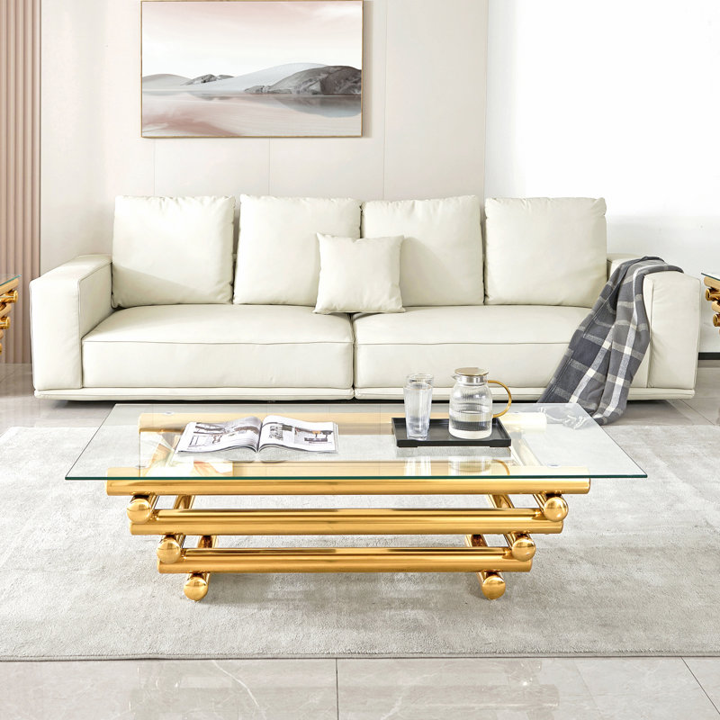 Table basse Faviola, Doré, H 15,36 po x L 54,8 po x l 27,56 po
