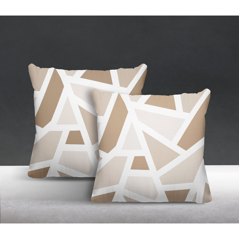 Coussin carré intérieur / extérieur Marion, Beige, L 15 po x H 15 po