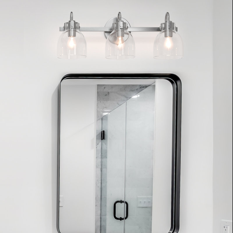 Foxhall Plug & Play 3-Light Vanity Light in Transitional and Modern Style-8.45 Inches Tall and 23 Inches Wide, Brushed Nickel